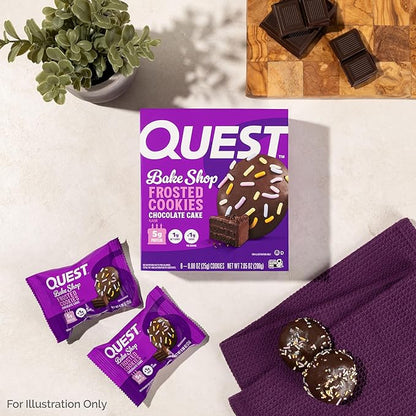 Quest Nutrition Frosted Protein Cookies, Chocolate Cake, <1g Sugar, 5g Protein, 1g Net Carbs, Gluten Free, 8 Cookies