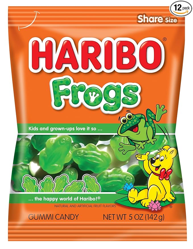 HARIBO Gummi Candy, Frogs, 5 oz. Bag (Pack of 12)
