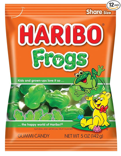 HARIBO Gummi Candy, Frogs, 5 oz. Bag (Pack of 12)