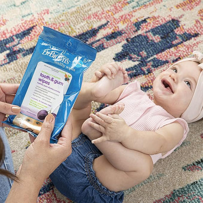 Dr. Brown's Tooth and Gum Healthy Wipes,Fluoride-Free Oral Care for Babies,Grape Flavor,(Packaging May Vary),30 Count (Pack of 6)