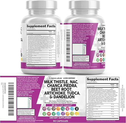 Clean Nutraceuticals Milk Thistle NAC Chanca Piedra Beet Root Artichoke Astragalus Dandelion Root - Liver Cleanse Supplement Plus TUDCA Choline & Ginger - 2Pack