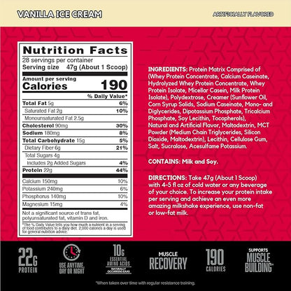 BSN SYNTHA-6 Whey Protein Powder, Vanilla Milk Isolate Protein Powder with Micellar Casein, Ice Cream, 28 Servings (Package May Vary)