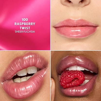 COVERGIRL Clean Fresh Squishy Glaze™ Lip Butter Balm, Flavored, Non-Sticky, with Vitamin E & Shea Butter – 100 Raspberry Twist (Sheer Fuchsia)