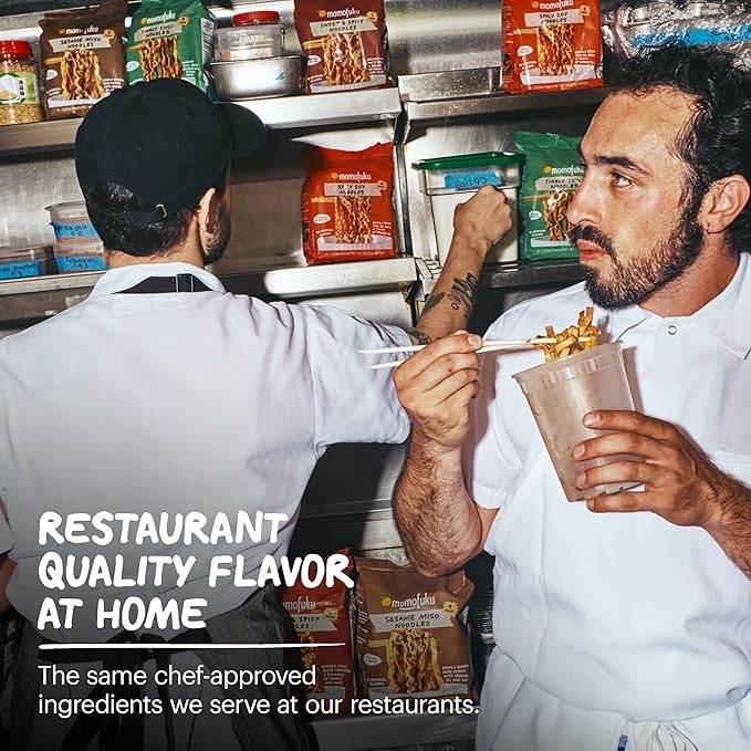 Momofuku Sesame Miso Ramen Noodles by David Chang, Air-Dried Instant Noodles with Sauce and 12g of Plant Based Protein, 4 Servings