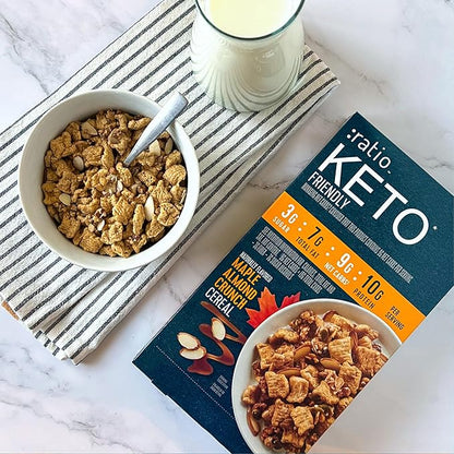 Ratio Trio Maple Almond Crunch Cereal, 10g Protein, Keto Friendly, 10.4 oz (Pack of 4)