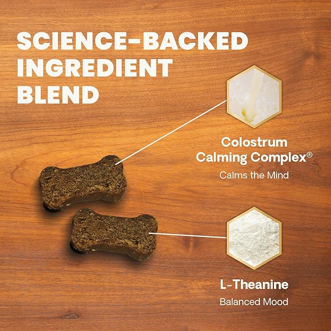 VetriScience Calm & Confident Chews, Composure Clinically Tested Calming and Anxiety Supplement for Dogs, Reduce Stress and Fear, Ideal for Thunderstorms, Fireworks and Travel, Bacon, 120 Count