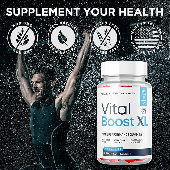 Vital Boost XL Gummies, Official VitalBoost X L Gummys for Men with All Natural Ingredients, Vital Boost XL Advanced Health & Wellness Support with Premium Active Lifestyle Vitamins (60 Gummies)