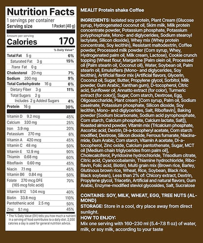 Coffee Protein Shake, 16 g Protein & High Fiber, Low Sugar, Keto-Friendly Meal Replacement powder with Korean Cookie Crumble (Soboro) 19.8 oz 14 servings