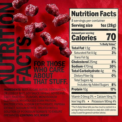 Jack Link's Beef Tender Bites, Teriyaki, Half Pounder Bag - Flavorful Meat Protein Snacks for Lunches, 10g of Protein and 70 Calories per Serving, Made with 100% Beef