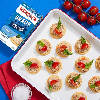 Bumble Bee Snack On The Run! Protein Snack Pack - 7g Protein per Box - Ranch Tuna Salad with Crackers Kit - Ready to Eat Easy-Open Can - Wild Caught MSC-Certified Tuna (Pack of 1)