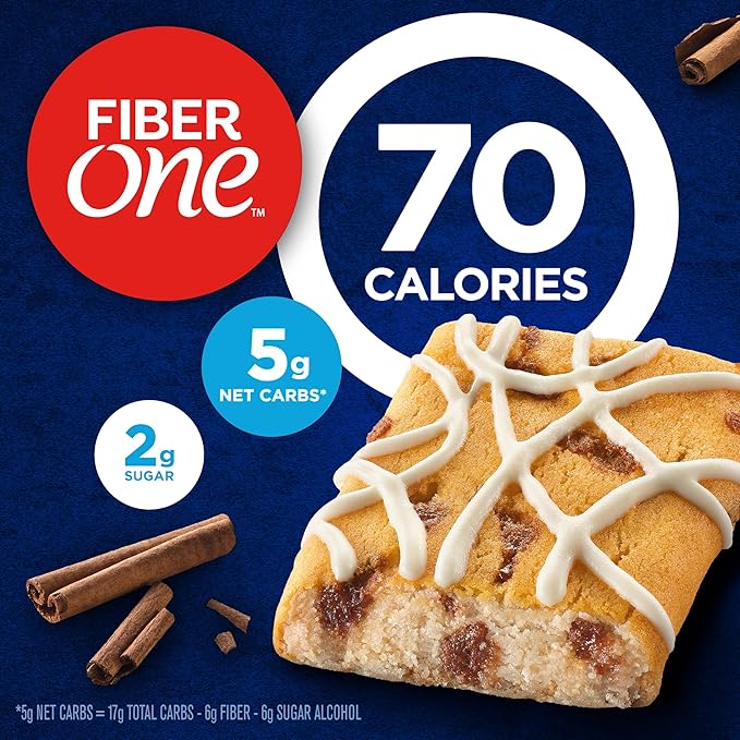 Fiber One 70 Calorie Soft-Baked Bars, Cinnamon Coffee Cake, Value Pack, 12 Bars, 10.6 oz (Pack of 4)
