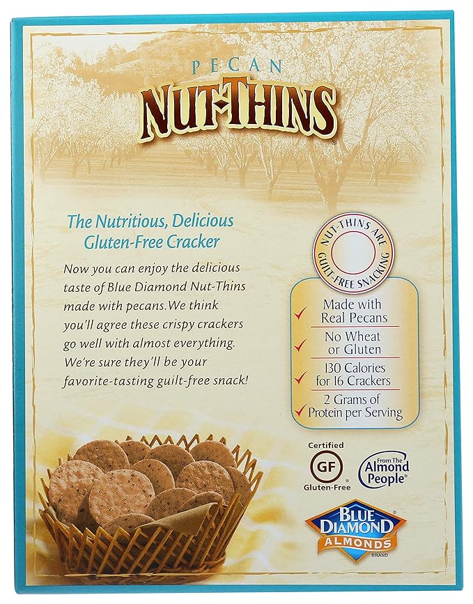 Blue Diamond Almonds, Pecan Thins Gluten Free Cracker Crisps perfect for Snacking, 4.25 oz (Pack of 4)