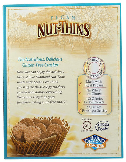 Blue Diamond Almonds, Pecan Thins Gluten Free Cracker Crisps perfect for Snacking, 4.25 oz (Pack of 4)