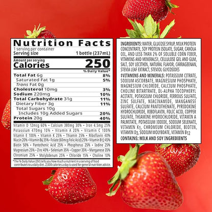 BOOST High Protein with Fiber Ready to Drink Complete Nutritional Drink, Creamy Strawberry, 8 fl oz Bottle, 24 Pack