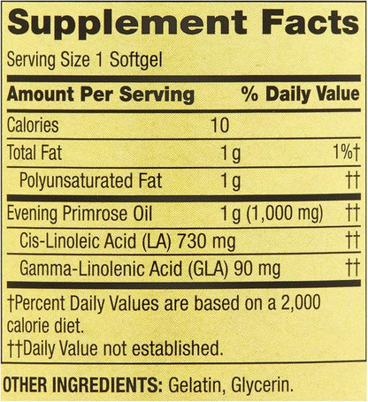 Spring Valley Evening Primrose Oil Women's Health Dietary Supplement Softgels, 1000 mg, 75 Count, Softgels, Evening Primrose Oil Capsules 1000mg Bundle with LualL's 45 Diabetes Decoded
