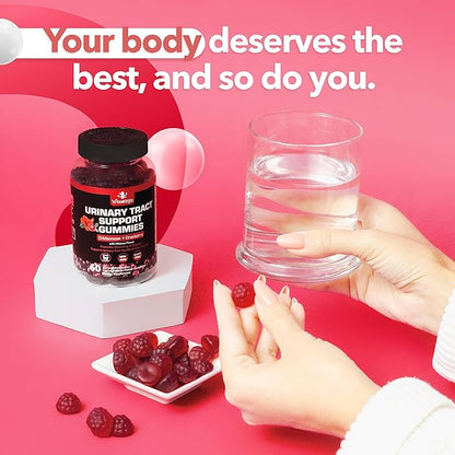 Potent Cranberry Gummies with D Mannose - Urinary Tract Health for Women & Men, Urinary Flush & Bladder Fast-Acting Support Supplements with Hibiscus Powder, 60 Count