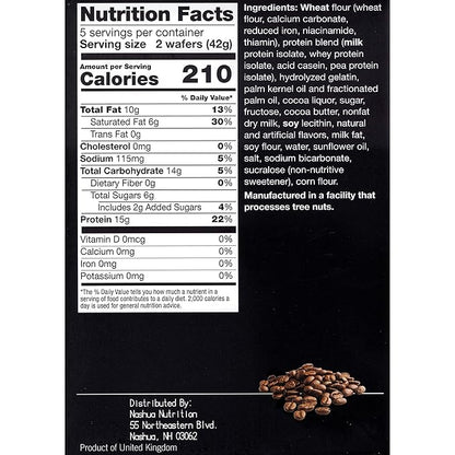Proti-Thin High Protein Mocha Wafer Squares, Low Sugar, Low Carb, Aspartame Free, Diet Wafer Bars, Healthy Snack, 5 Servings, 2 Wafers per Serving