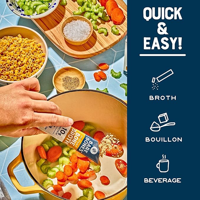 [DISCONTINUED] Chicken Bone Broth Instant Powdered Mix Packets | 5g Collagen | 10g Protein | Keto & Paleo Friendly | No Artificial Flavors | Non-GMO, Gluten-Free, Dairy-Free on-the-go 16 Pack
