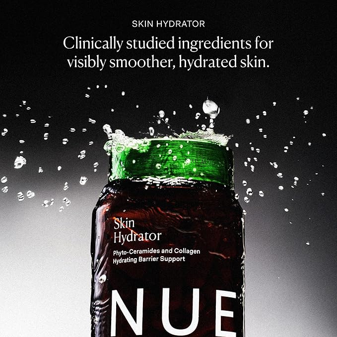 The Nue Co. Skin Hydrator Supplement - Daily Skin Support with Hydrolyzed Collagen, Aloe & Hyaluronic Acid - Gluten Free Supplement for Radiance and Hydration Support | 30 Capsules