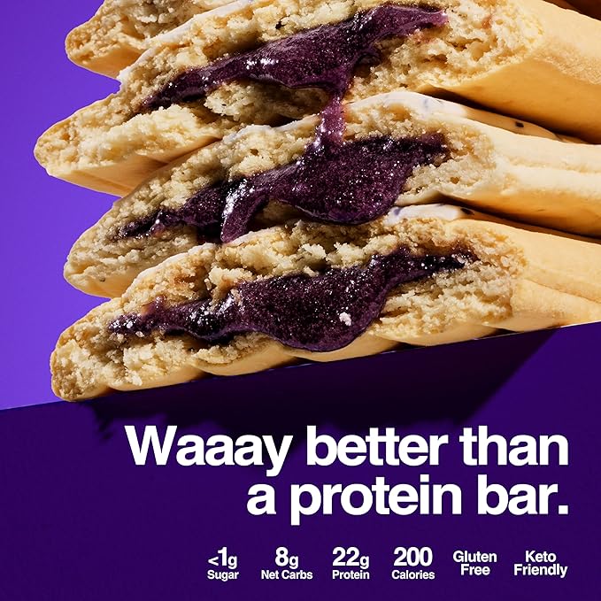 Legendary Foods 22g Protein Pastry 0g Added Sugar, Low Carb, Gluten Conscious, Keto Snack, Ideal for Glucose Management, Includes Whey Protein Isolate, 8 Pack Frosted Blueberry