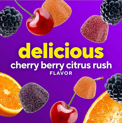 vitafusion Probiotic + Prebiotic Fiber Gummies for Adults, Probiotic Supplement with Prebiotic Fiber to Support Gut Health and Provide Good Bacteria (1), Cherry Berry Citrus Rush Flavor, 60 Count