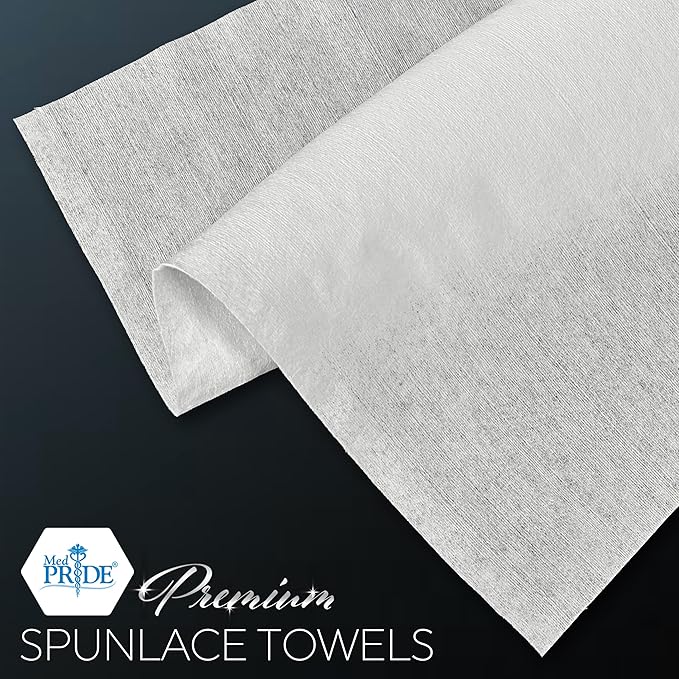 MED PRIDE Premium Spunlace Towels, 90 Count, 12" x 13", Ultra Soft & Durable, Disposable Multipurpose Wipes, Lint-Free, Latex-Free, Stretchy & Absorbent