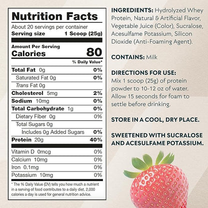 Myprotein Clear Whey Isolate Protein Powder, 20 Servings (1.1lbs) Strawberry, 20g Protein per Serving, Naturally Flavored Drink Mix, Daily Protein Intake for Superior Performance