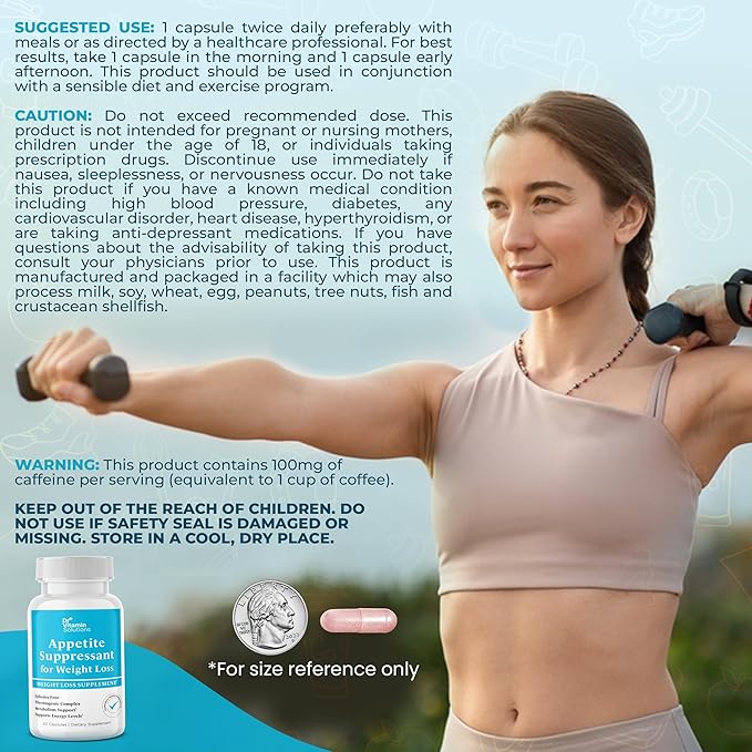 Appetite Suppressant for Weight Loss - Diet Pills for Women w/ Garcinia, Ginger Root, Guarana - Thermogenic Fat Burner & Metabolism Booster for Women & Men | Belly Fat + Energy Support, 60 Caps