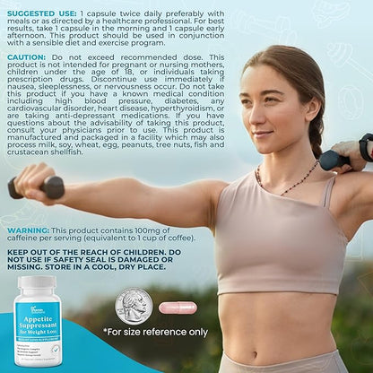 Appetite Suppressant for Weight Loss - Diet Pills for Women w/ Garcinia, Ginger Root, Guarana - Thermogenic Fat Burner & Metabolism Booster for Women & Men | Belly Fat + Energy Support, 60 Caps