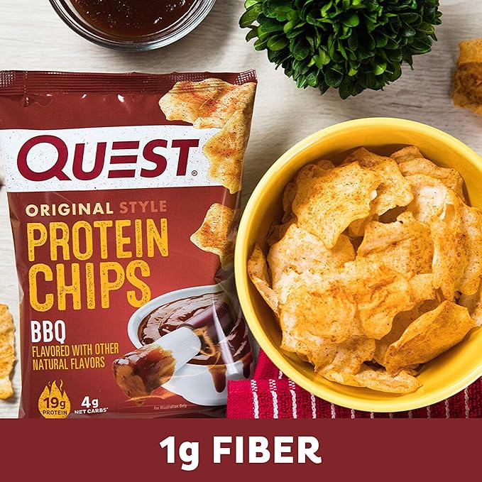 Quest Nutrition BBQ Protein Chips,19g Protein,4g Net Carb,Gluten Free,1.1 oz,(Pack of 24)