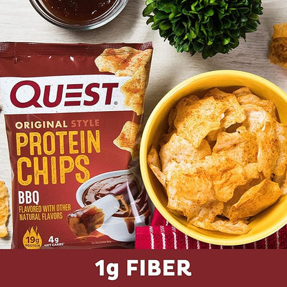 Quest Nutrition BBQ Protein Chips,19g Protein,4g Net Carb,Gluten Free,1.1 oz,(Pack of 24)