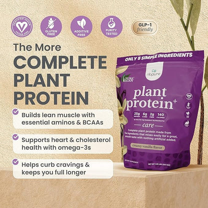 nbpure Vegan Pea Protein Powder, Vanilla – Lean Muscle + Hunger & Bloating Support for Women, Men, Kids – 25g Plant Protein Per Serving – No Artificial Sweeteners or Flavors, Gusset, 25 Servings