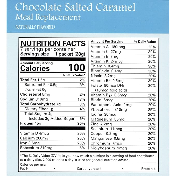Weight Loss Systems Chocolate Salted Caramel Protein Pudding & Shake | 15g Protein, 100 Calories | Low Carb, Low Fat, Aspartame Free | Kosher, Vitamin Fortified Meal Replacement | 7 On‑the‑Go Packets