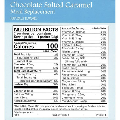 Weight Loss Systems Chocolate Salted Caramel Protein Pudding & Shake | 15g Protein, 100 Calories | Low Carb, Low Fat, Aspartame Free | Kosher, Vitamin Fortified Meal Replacement | 7 On‑the‑Go Packets