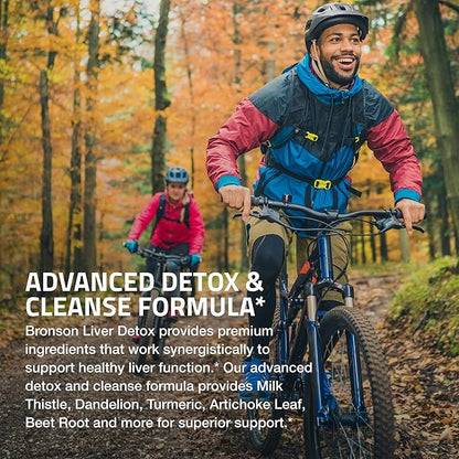 Bronson Liver Detox Advanced Detox & Cleansing Formula Supports Health Liver Function with Milk Thistle, Dandelion Extract, Turmeric, Artichoke Leaf & More, Non-GMO, 360 Vegetarian Capsules