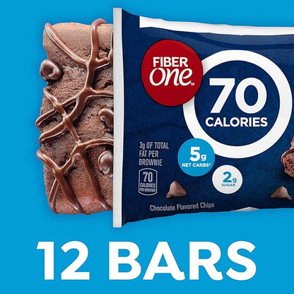 Fiber One 70 Calorie Brownies, Chocolate Fudge, Snack Bars, 12 Count (Pack of 4)