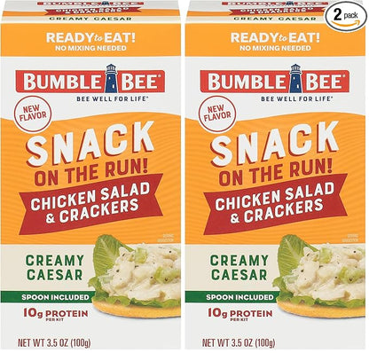 Bumble Bee Snack On The Run Creamy Caesar Chicken Salad with Crackers Kit - Ready to Eat Protein Snack Pack - 10g Protein per Box (Pack of 2)