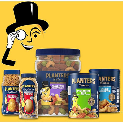 PLANTERS Deluxe Mixed Nuts with Sea Salt,27 oz Resealable Container - Variety Mixed Nuts Snacks with Cashews,Almonds,Pecans,Pistachios & Hazelnuts - Energy Boost - Kosher,(Pack of 2)