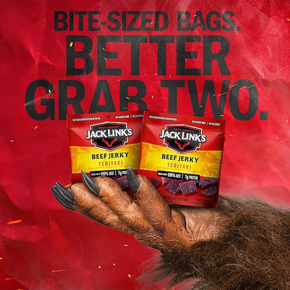 Jack Link's Teriyaki Beef Jerky Multipack - (5 Pack) 0.625 oz Bags - Ready to Eat Real Meat Protein Snacks - 7g Protein per Serving - Made with 100% Real Beef
