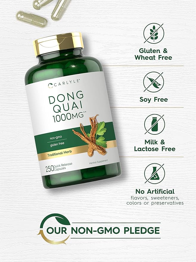 Carlyle Dong Quai Capsules | 250 Count | Non-GMO and Gluten Free Supplement | Traditional Herb