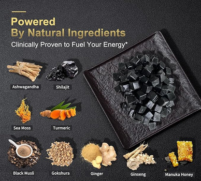 DLNIA Shilajit Gummies with Ashwagandha, Turmeric - Organic, Zero Sugar & Vegan-Friendly Himalayan Shilajit for Men & Women - Energy, Calm, Cortisol, Sleep, Immune Support & Overall Health