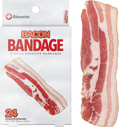 BioSwiss Bandages, Bacon Shaped Self Adhesive Bandage Set, Latex Free, Sterile Wound Care, 24 Count