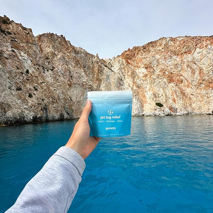 Jet Lag Remedy for Travel Gummies • No Jet Lag Pills Alternative • Travel Essentials • Support Adjustment to Time Zones and Circadian Rhythm • Delicious Tropical Berry Flavor • 20 Gummies 3-5 Trips