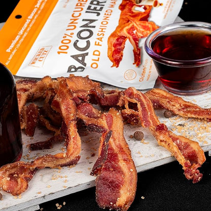 Bacon Jerky Variety Pack | 5 Flavors & Up to 24g Protein Per Bag | Fully Cooked, Tender, Easy to Chew, USA Made, High Protein Carnivore Snacks | Unique Gifts for Men (5 Bags)