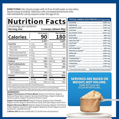 Garden of Life Organic Vegan Protein Powder with Probiotics, BCAAs, NSF Certified, Gluten Free & Sport, Non GMO, Sport Protein Powder, 19 Servings, Chocolate