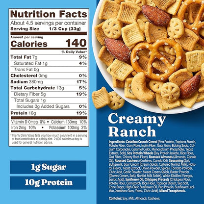 Catalina Crunch Protein Snack Mix - 10g Protein, 1g Sugar per Serving - Good Source of Fiber, Keto, Gluten Free - Creamy Ranch, 5.25 Ounce Bag (Pack of 1)