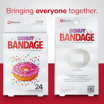 BioSwiss Bandages, Donut Shaped Self Adhesive Bandage Set, Latex Free, Sterile Wound Care, 24 Count