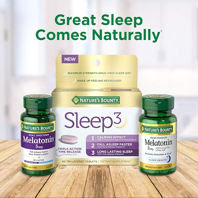 Nature's Bounty Melatonin, 100% Drug Free Sleep Aid, Dietary Supplement, Promotes Relaxation and Sleep Health, 5mg, 90 Softgels (Pack of 2)