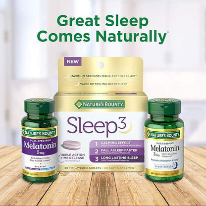 Nature's Bounty Melatonin, 100% Drug Free Sleep Aid, Dietary Supplement, Promotes Relaxation and Sleep Health, 5mg, 90 Softgels (Pack of 2)