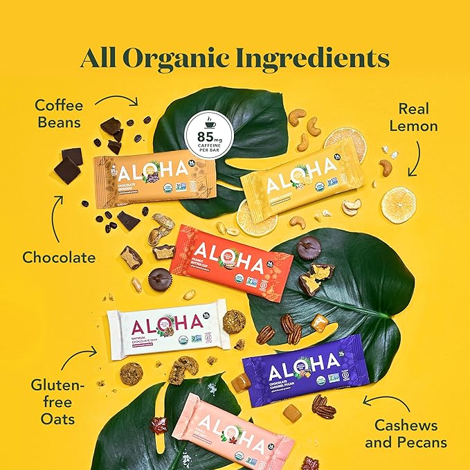 ALOHA Organic Plant Based Protein Bars - Sampler Pack #2-12 Bars, Vegan, Low Sugar, Gluten-Free, Paleo, Low Carb, Non-GMO, No Stevia, No Erythritol